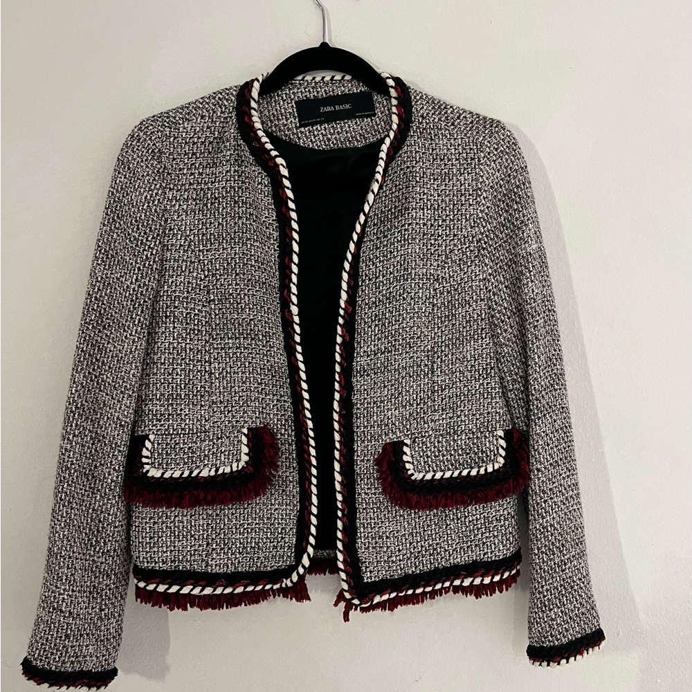 Zara Textured Weave Blazer